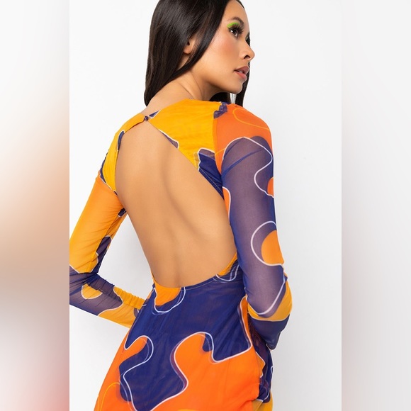 Build With Me Long Sleeve Midi Mesh Dress - Picture 5 of 5